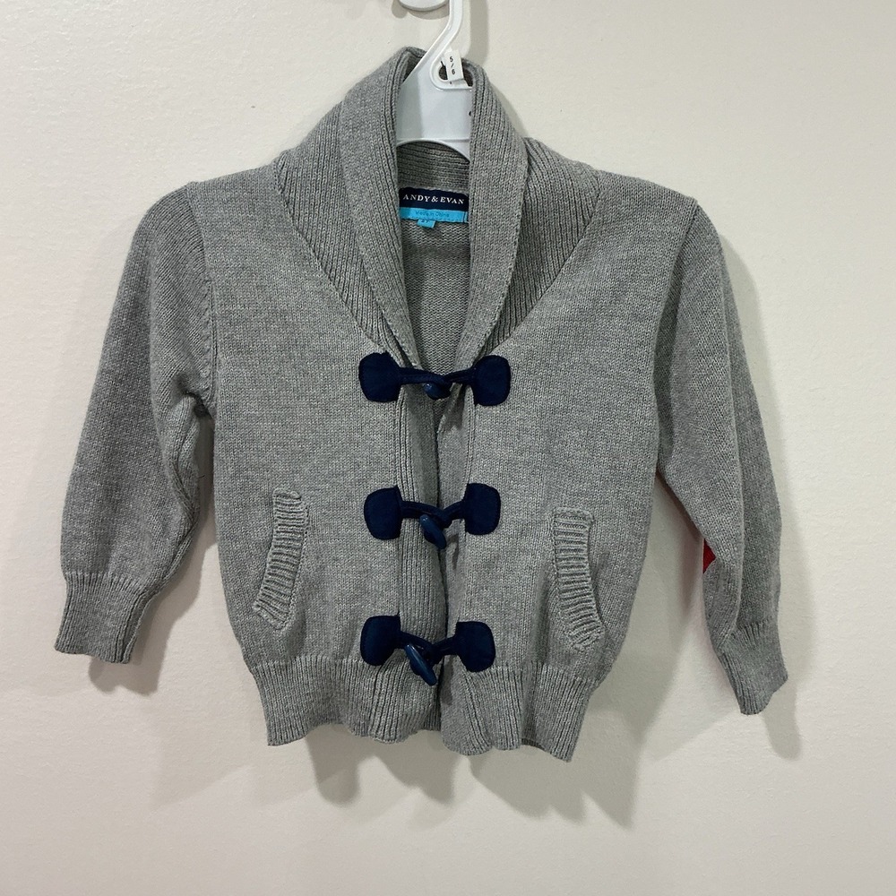 Andy & Evan Boys‎ Shawl Collar Cardigan Sweater 2T Jacket Elbow Patch Academia